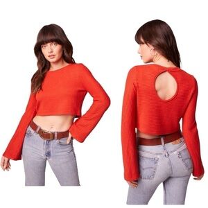 NWT! Band of Gypsies Band of the Free Rust Alize Long Sleeve Crop Sweater. Small